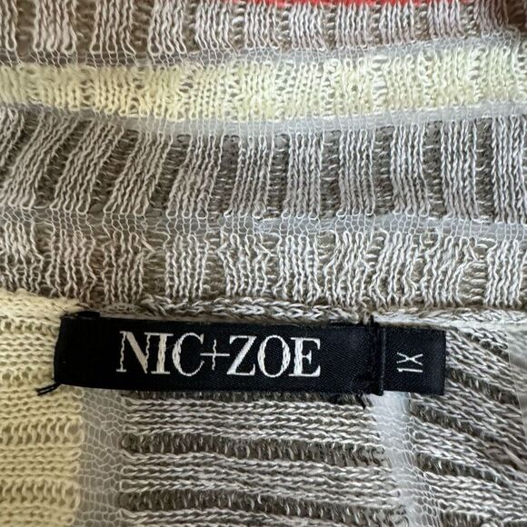 NIC+ZOE linen blend open front Cardigan sweater Size 1X - Picture 4 of 7